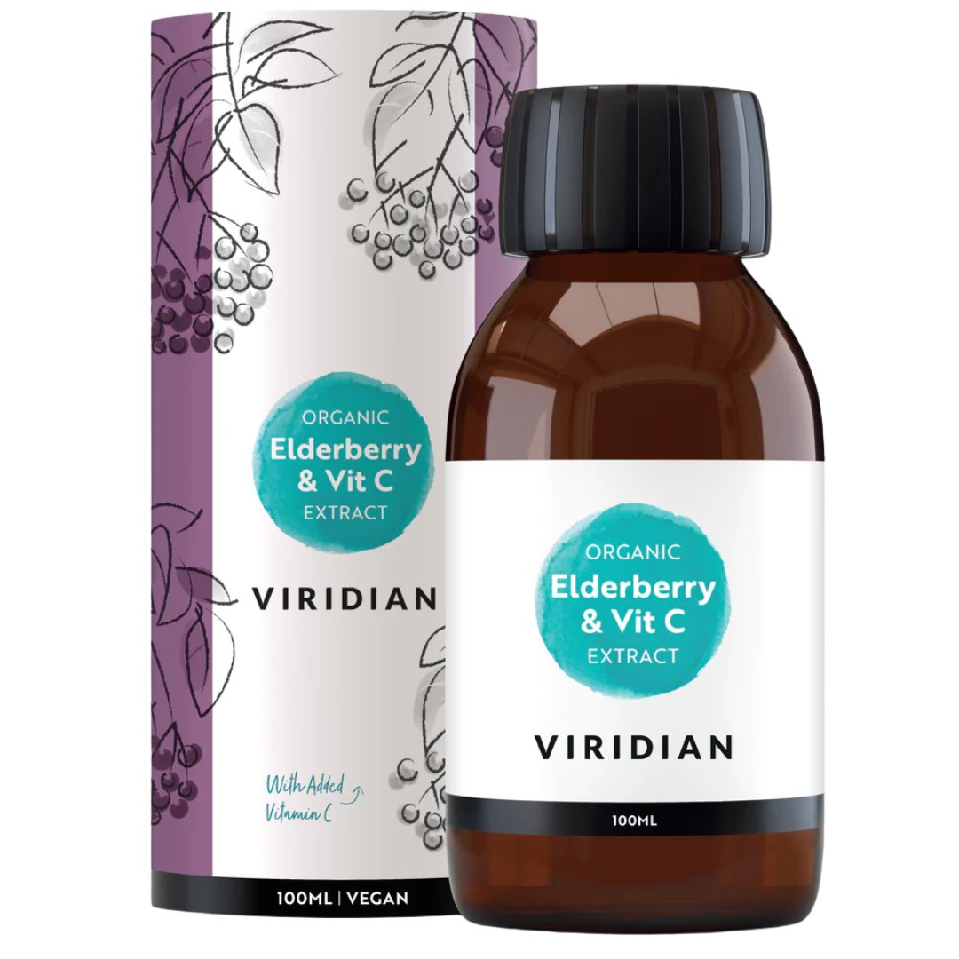 Viridian Elderberry Extract Organic + Vitamin C 100ml supplement product image
